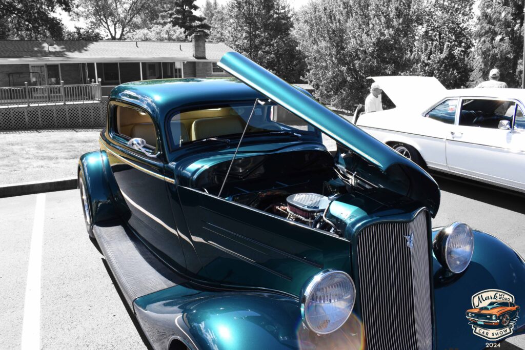 Teal blue 1933 Ford Coupe Hot Rod owned by Jeff Tomlin