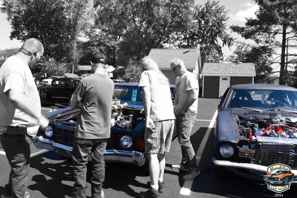 1972 Chevy Chevelle, owned by Rob Bedinghaus, next to a 1970 Ford Maverick, owned by Rob Rouse