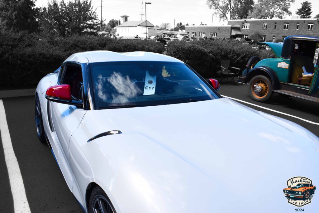 White 2020 Toyota Supra with red accents and bolt-on owned by Ethan Conner
